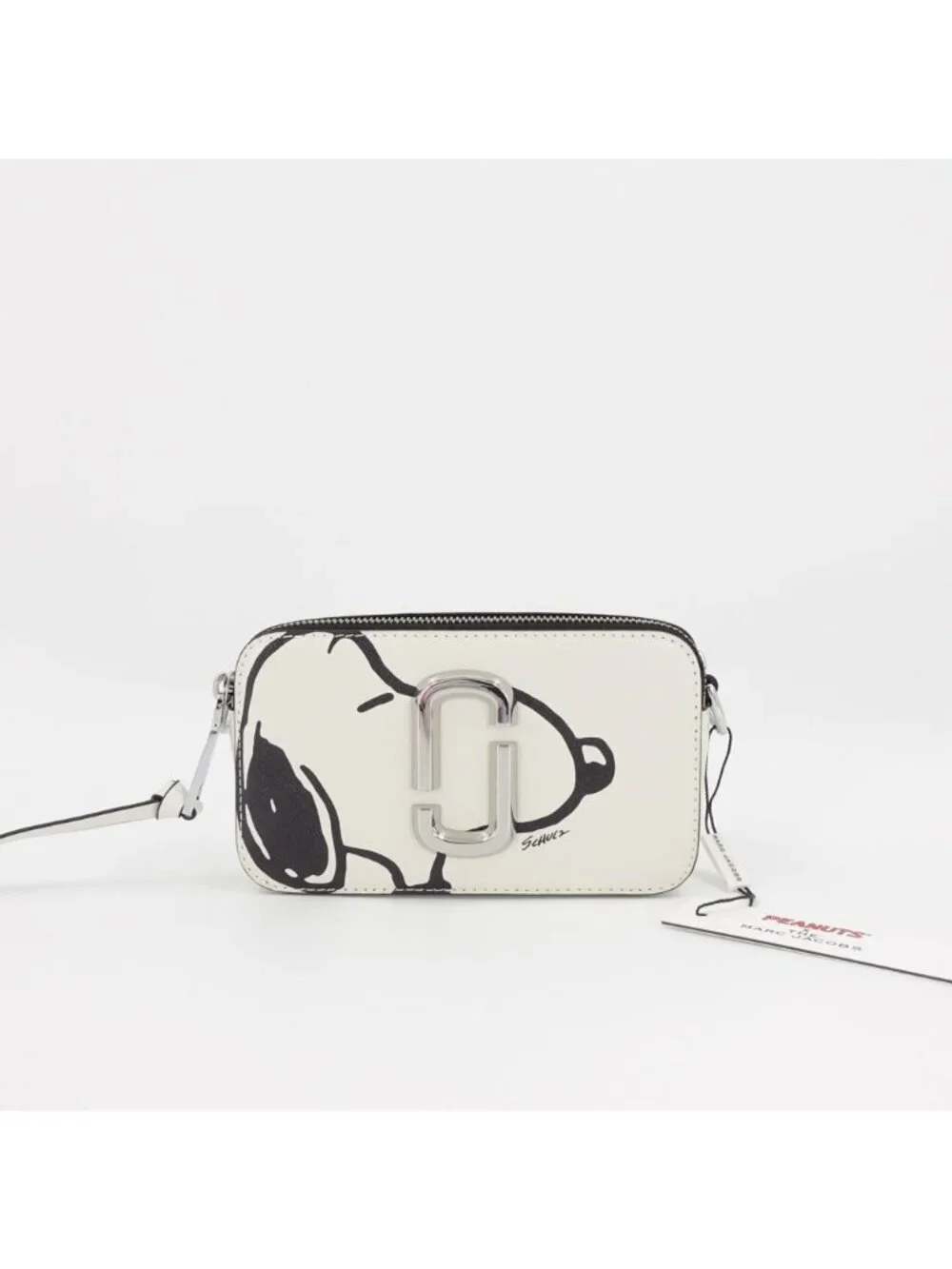 Marc Jacobs x Peanuts Snoopy The Snapshot Logo Plaque Crossbody Bag White OS - Picture 7 of 14
